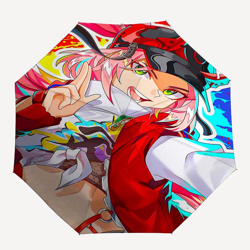 1 stuks Buitenparaplu met Anime Karakter Ontwerp - Automatisch Openen/Sluiten, Draagbaar 3-Vouw Ontwerp, 8-Ribben IJzeren Frame - Perfect Cadeau voor Fans, T