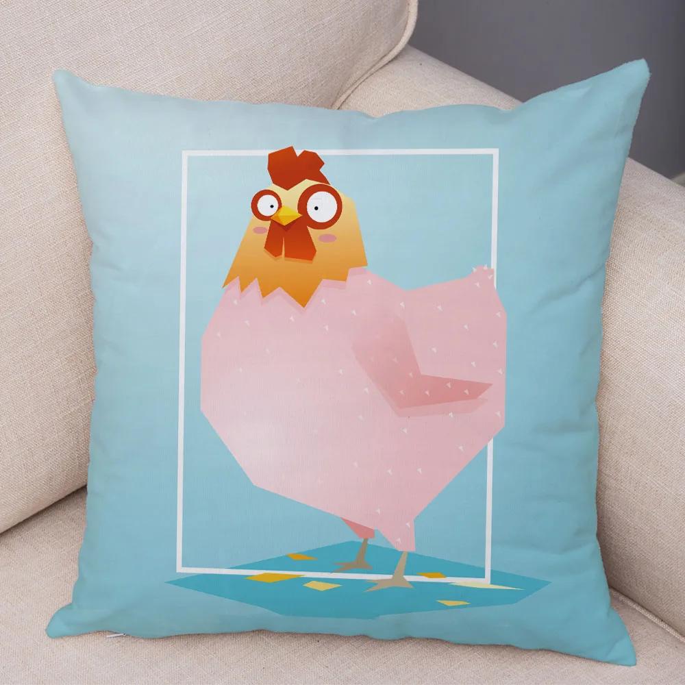 Cute Cartoon Animal Decoration Pillowcase Pig Bear Cow Shark  Sofa Room Cushion Cover Kindergarten Home