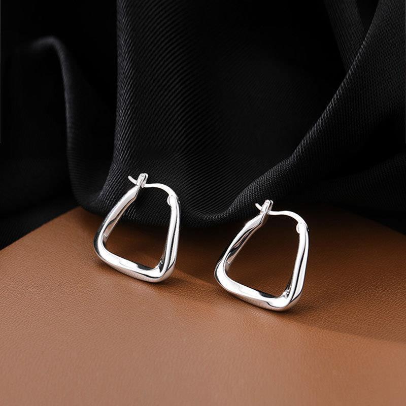 

Korean S925 Sterling Silver Geometric Square Earrings for Women - Retro, Creative & Trendy срібний