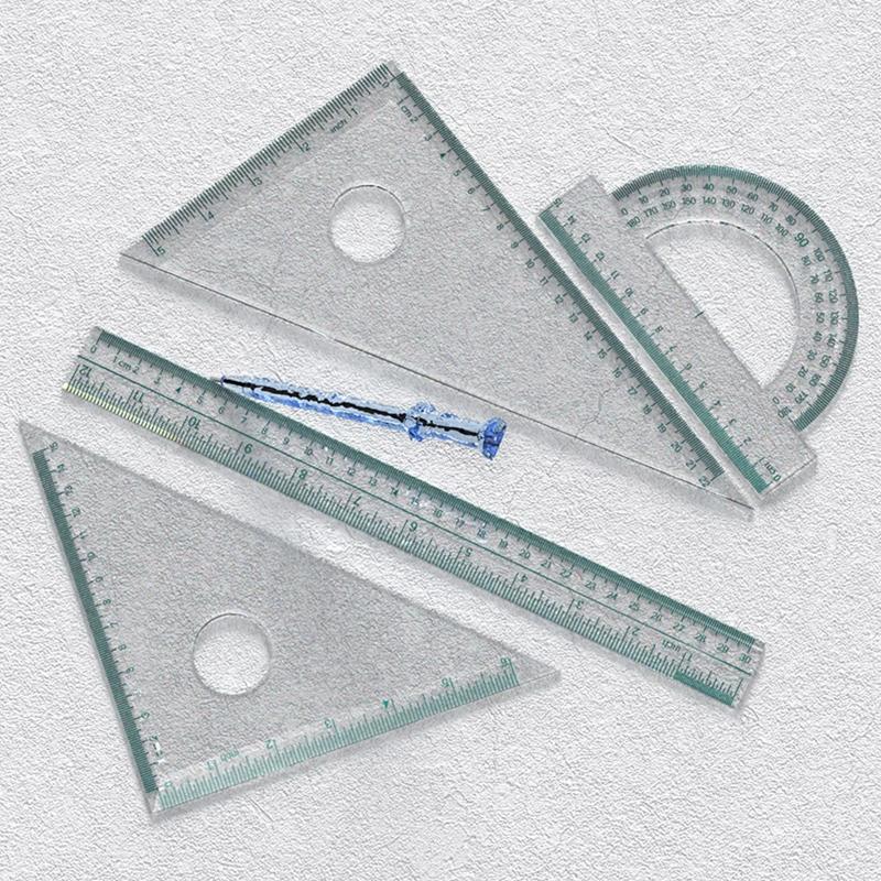 4 Types Ruler Resin Mold Handmade Stationery Straightedge Protractor Triangular Rule Epoxy Silicone Mould DIY Craft
