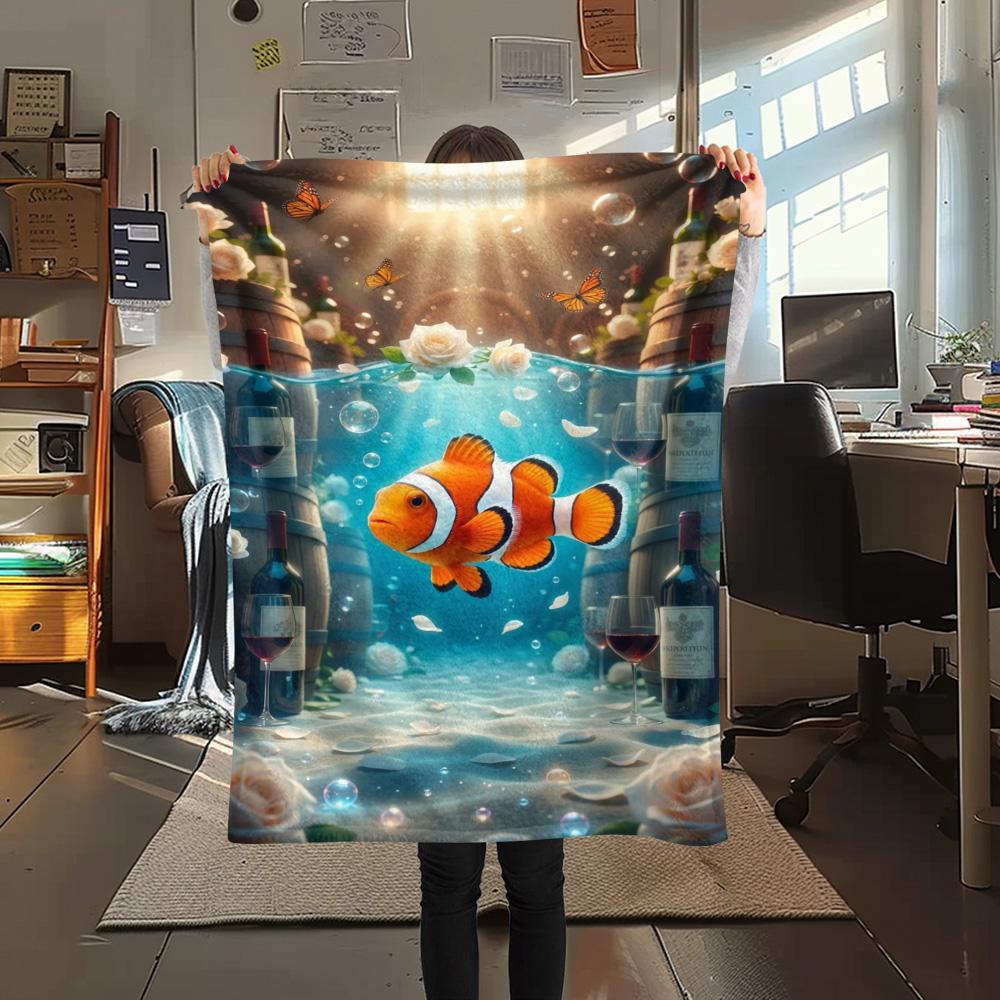 1PC Art Print Decor Print FlAannel Blanket, High quality Comfortable for All Seasons, Home Decor, Warmth and Comfort