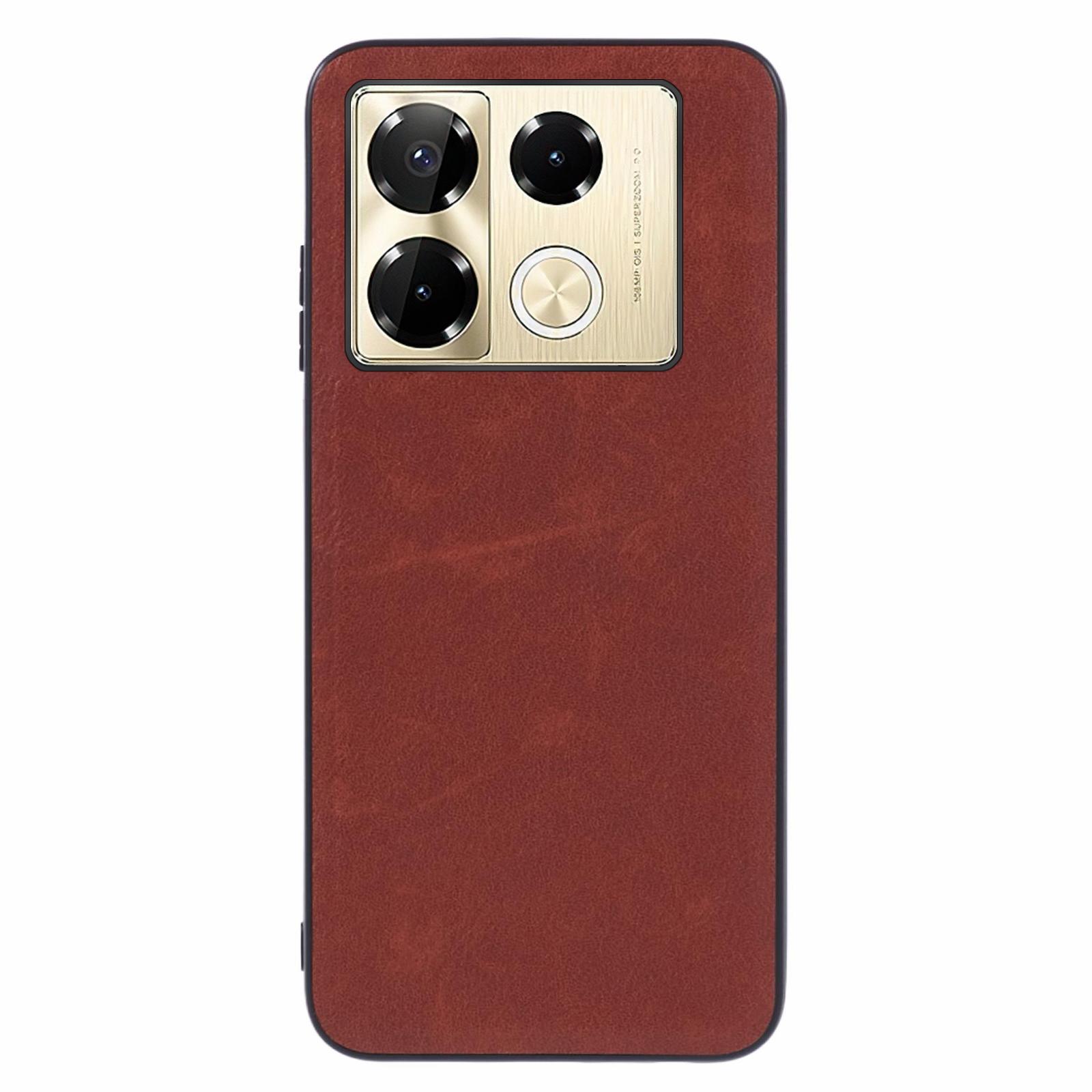 

For Infinix Note 40 Case Retro Texture PU Leather+PC+TPU Phone Cover Brown