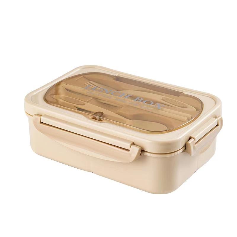 

Compartment Portable Box Students Box With Fork and Spoon Microwave Picnic Fresh Food Warmer Snacks Bento Box Japanese Style хакі