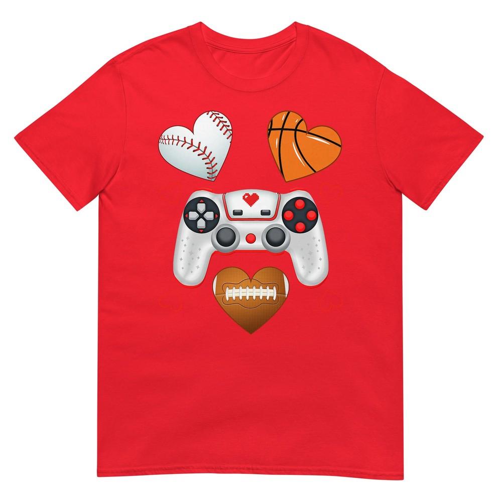 Valentines Day Boys Unisex Hearts Gaming Basketball Baseball TShirt S