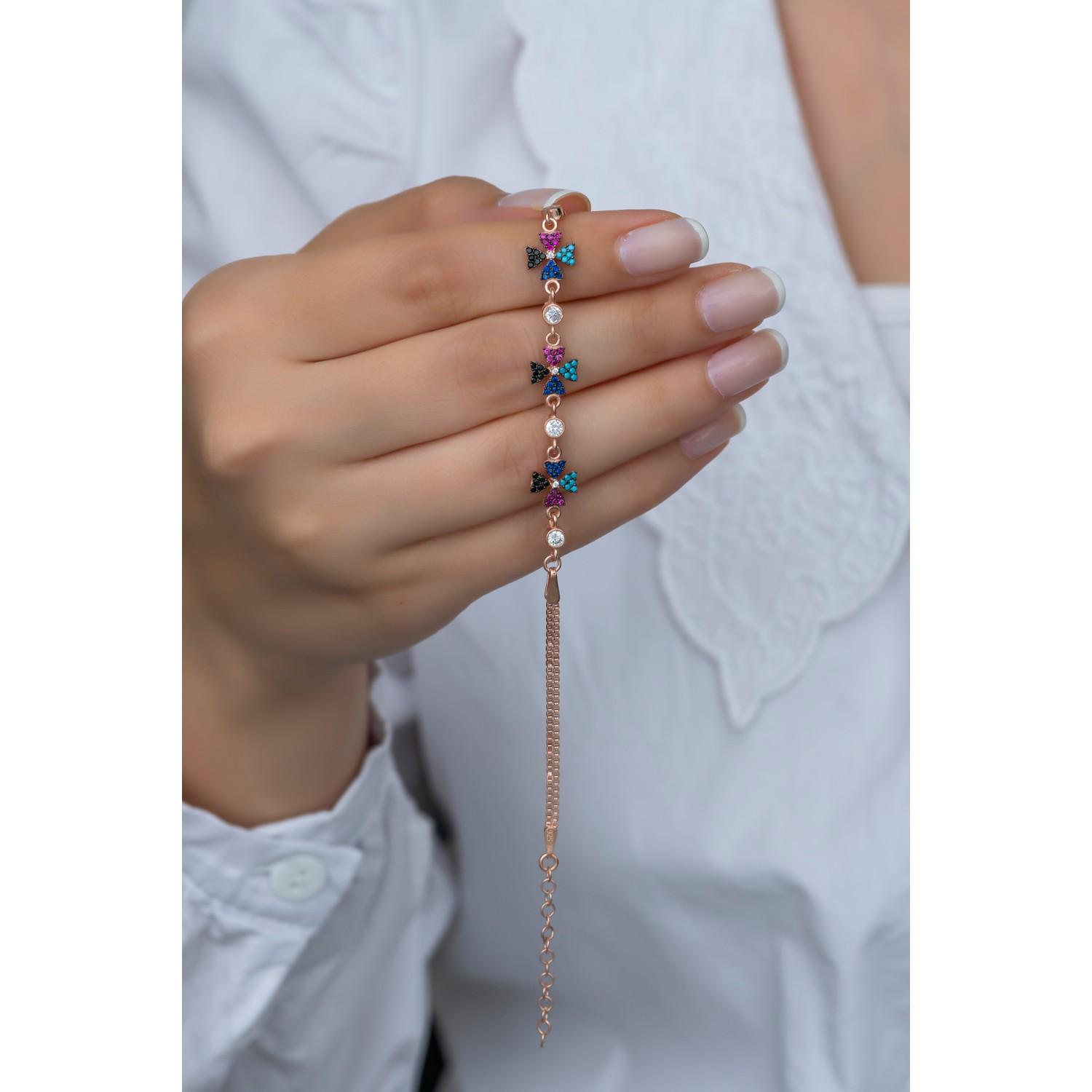 

925 стерлингового серебра Mix Stone 3-Pack Clover браслет