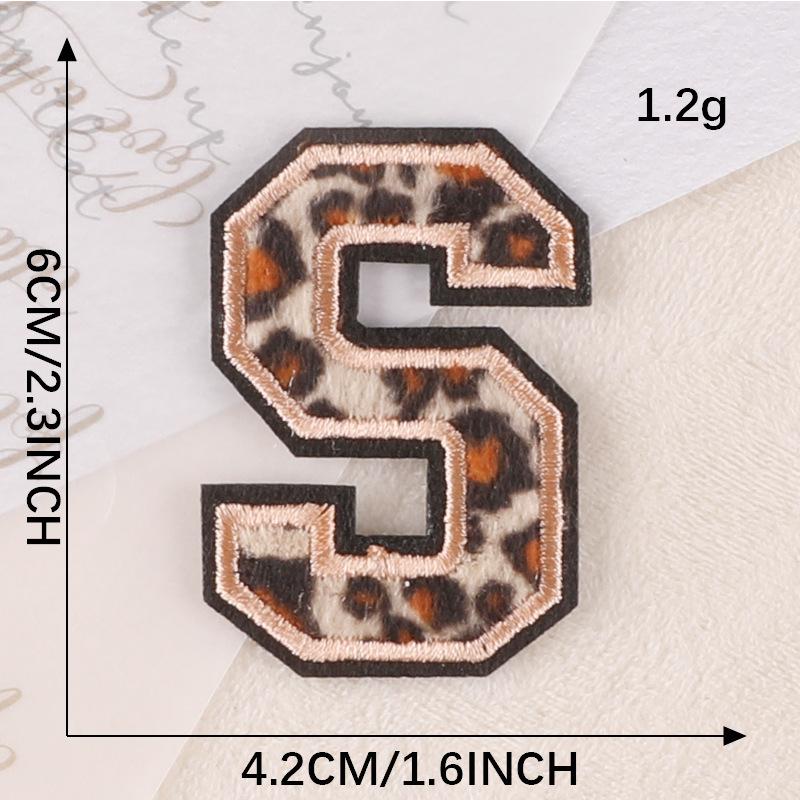 Embroidery Label Leopard Print English Alphabet Cloth Label Clothes And Hats Hand Account Diy Patch Accessories Embroidery Stickers Cloth Stickers