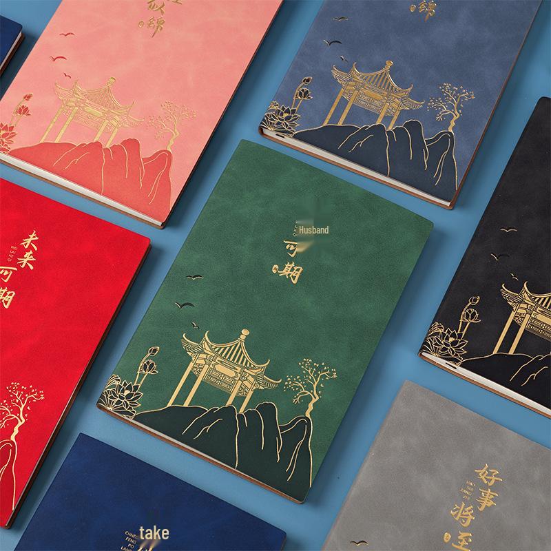 Chinese Style A5 Sheepskin Notebook Gift Set with Custom Logo