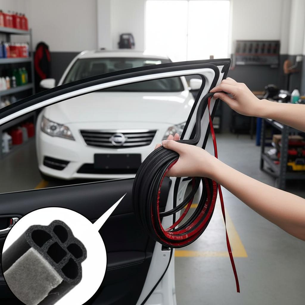 5m Car Door Edge Seal Strip Rubber C-Pillar Weatherstrip Waterproof Soundproof Sealant for Auto Truck SUV Adhesive Strip