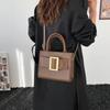 Women Retro Fashion Solid Color Small Square Shoulder Crossbody Handbag