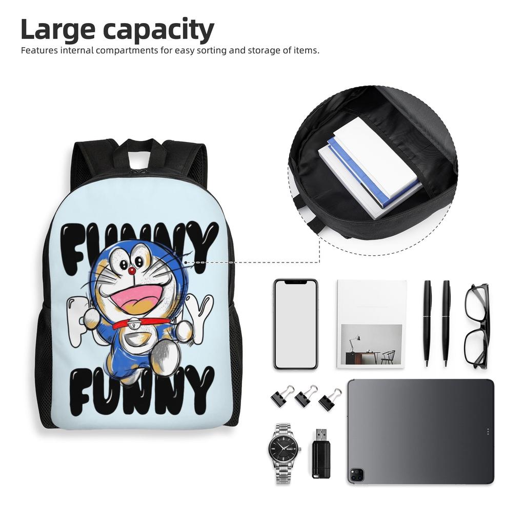 Customized D-Doraemones Backpacks Men Women Basic Bookbag for College School Manga Bags