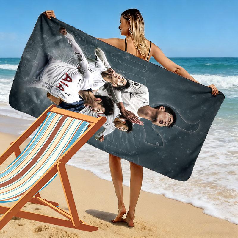 Tottenham Print Beach Towel, Large Soft Quick Dry Towel for Beach Camping Swimming