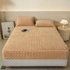 Crystal velvet padded six-sided full-wrapped fitted sheet thickened zipper fitted sheet solid color, no pillowcase