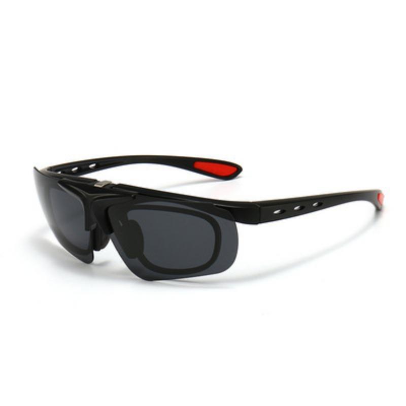 New Detachable Upturned Polarized Sunglasses TR90 Flat Mirror Three-piece Mirror Sports Mirror with Myopia Glasses