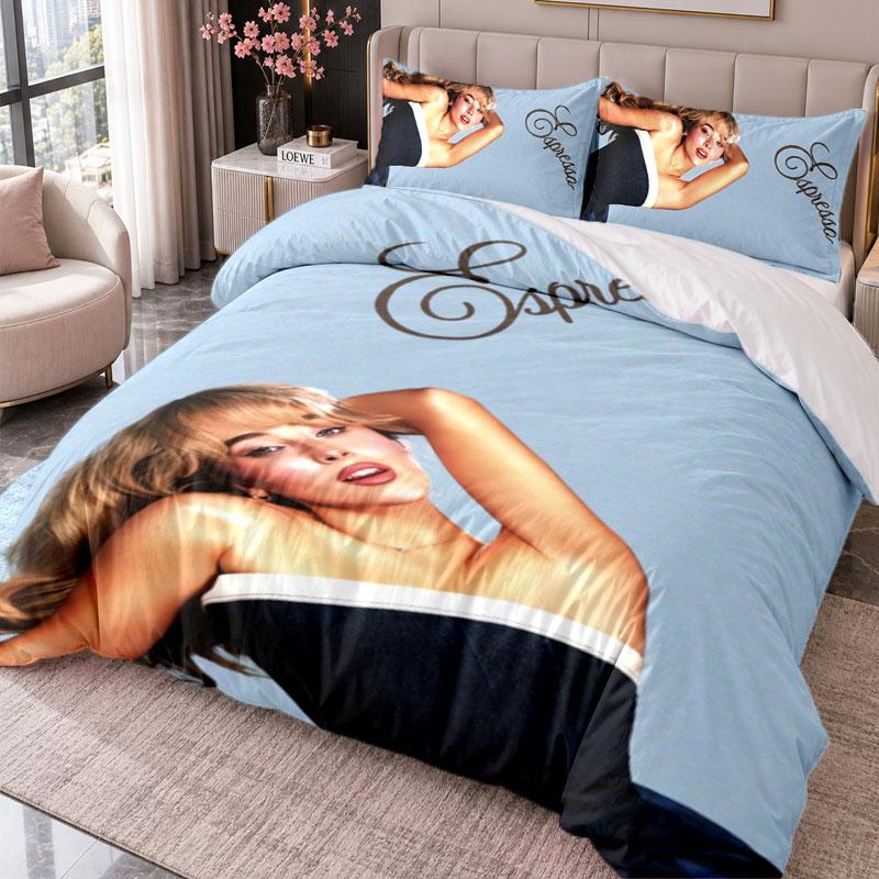 Sabrina Carpenter 3-teiliges Bettwäsche-Set Bettbezug mit zwei Kissenbezügen für Schlafzimmer Heimdekoration