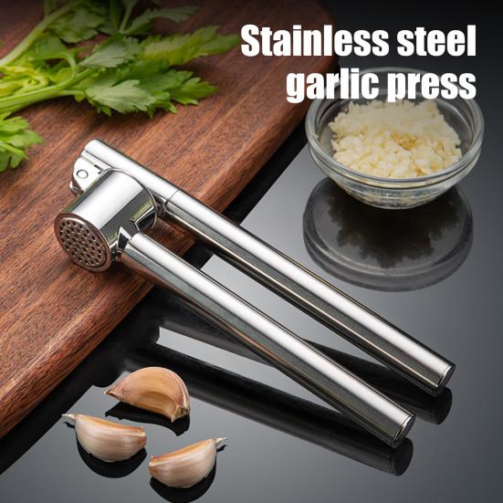 Stainless Steel Garlic Press Easy Squeeze Manual Mincer with Ergonomic Handle Rustproof Garlic Crusher for Kitchen Restaurant