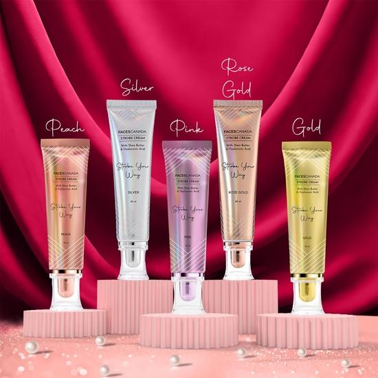 FACESCANADA Strobe Cream - Rose Gold, 30Ml | Primer + Highlighter + Moisturizer | Shea Butter & Hyaluronic Acid | Intense Hydration