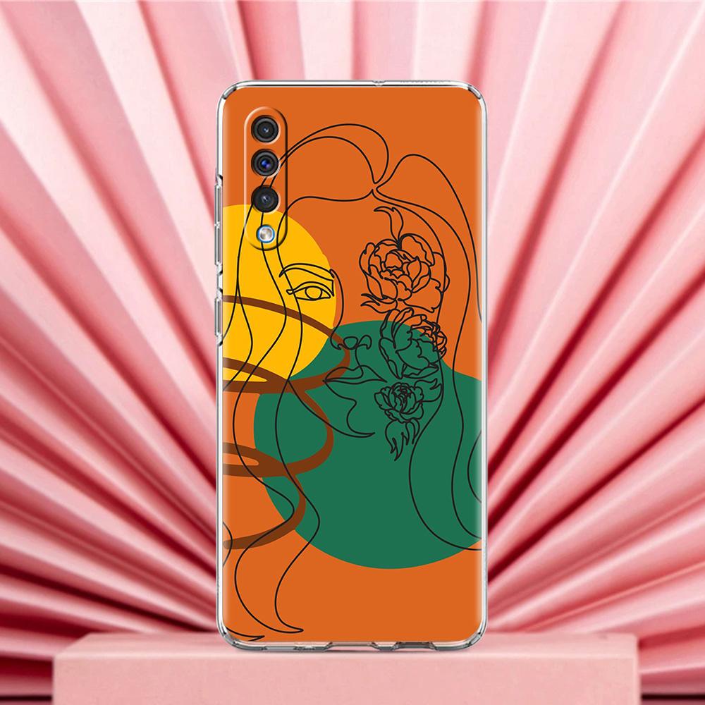 Phone Case For Samsung A56 A36 A26 A24 A16 A14 A12 A32 A50 A70 A20E A22 A40 A34 A54 A42 A52 5G A04s A06 Cover One Line Art
