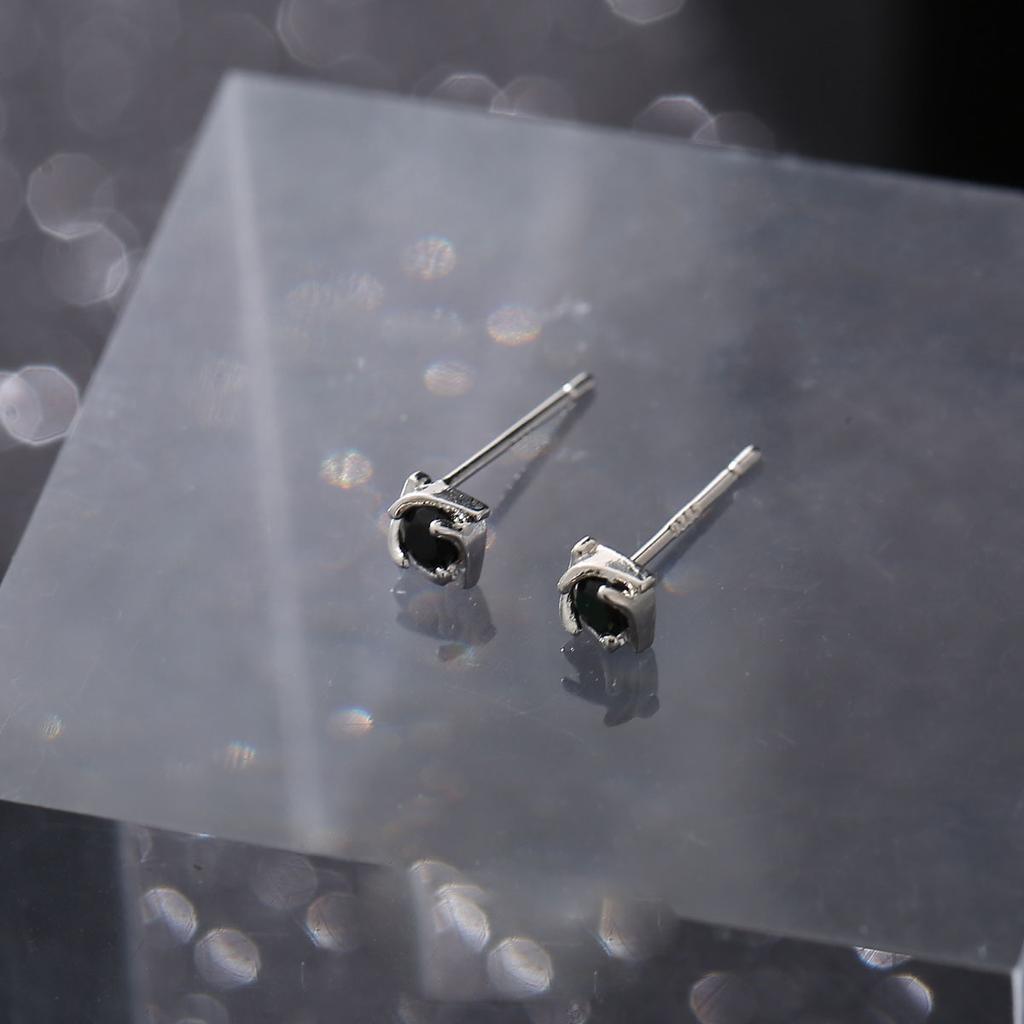 S925 Men's Earrings Men's Sterling Silver Simple Small Earrings Simple Black Diamond Earrings for Women