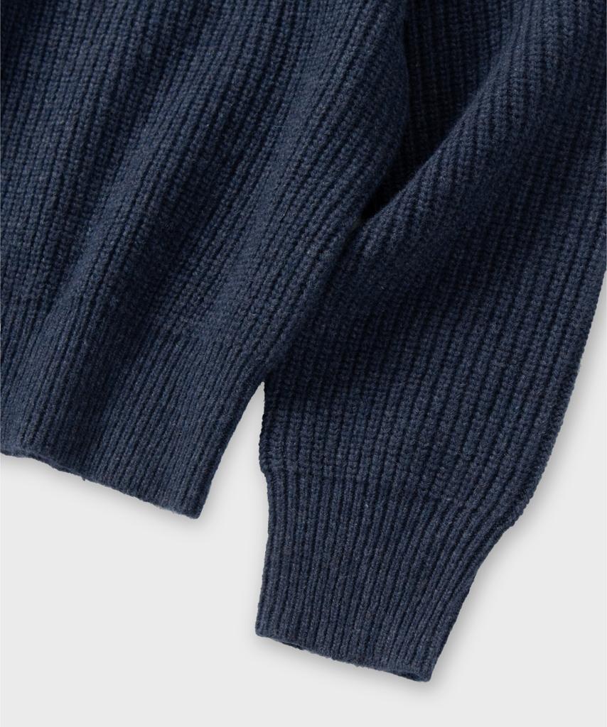 NONBLANK [Hyun Kim] Lambswool Round Knit_Dark Navy