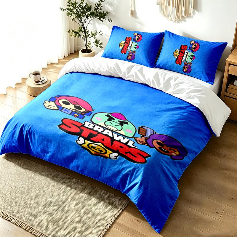 Brawl Stars 3pc Duvet Cover Set Simple Modern Bedding Set Wrinkle Resistant Soft Fabric All Season Use a perfect gift