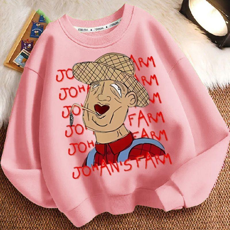 Children's Casual John's Farm Hoodies for Autumn and Winter, Fashionable Long-sleeved Hoodies for Boys and Girls