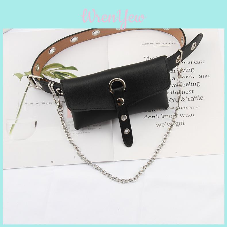 Punk Style Belt For Women With Pu Material And Adjustable Pin Buckle For Fashionable Streetwear