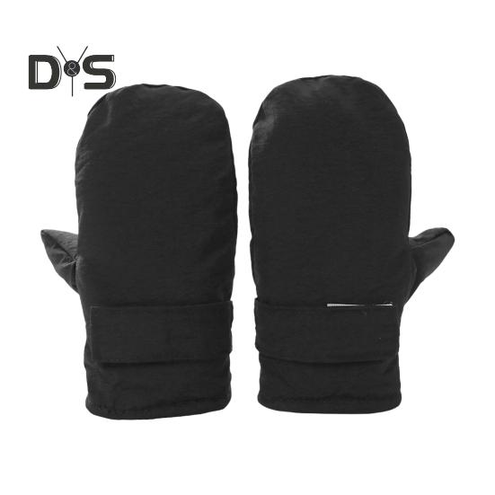 

1 пара детских зимних варежек для детей 1-8 лет, толстые, с плюшевой подкладкой, ветрозащитные, сохраняющие тепло, перчатки для холодной погоды, регулируемый ремешок, двухслойные S чёрный