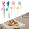 Kid Training Chopsticks Cartoon with Positioning Rings Lightweight Anti Slip Cat Pink