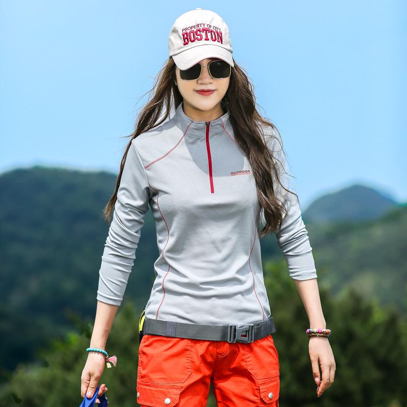Outdoor quick-drying clothes women's long-sleeved T-shirts slim-fitting and thin, sweat-absorbing and breathable, sun protection, hiking,  clothes