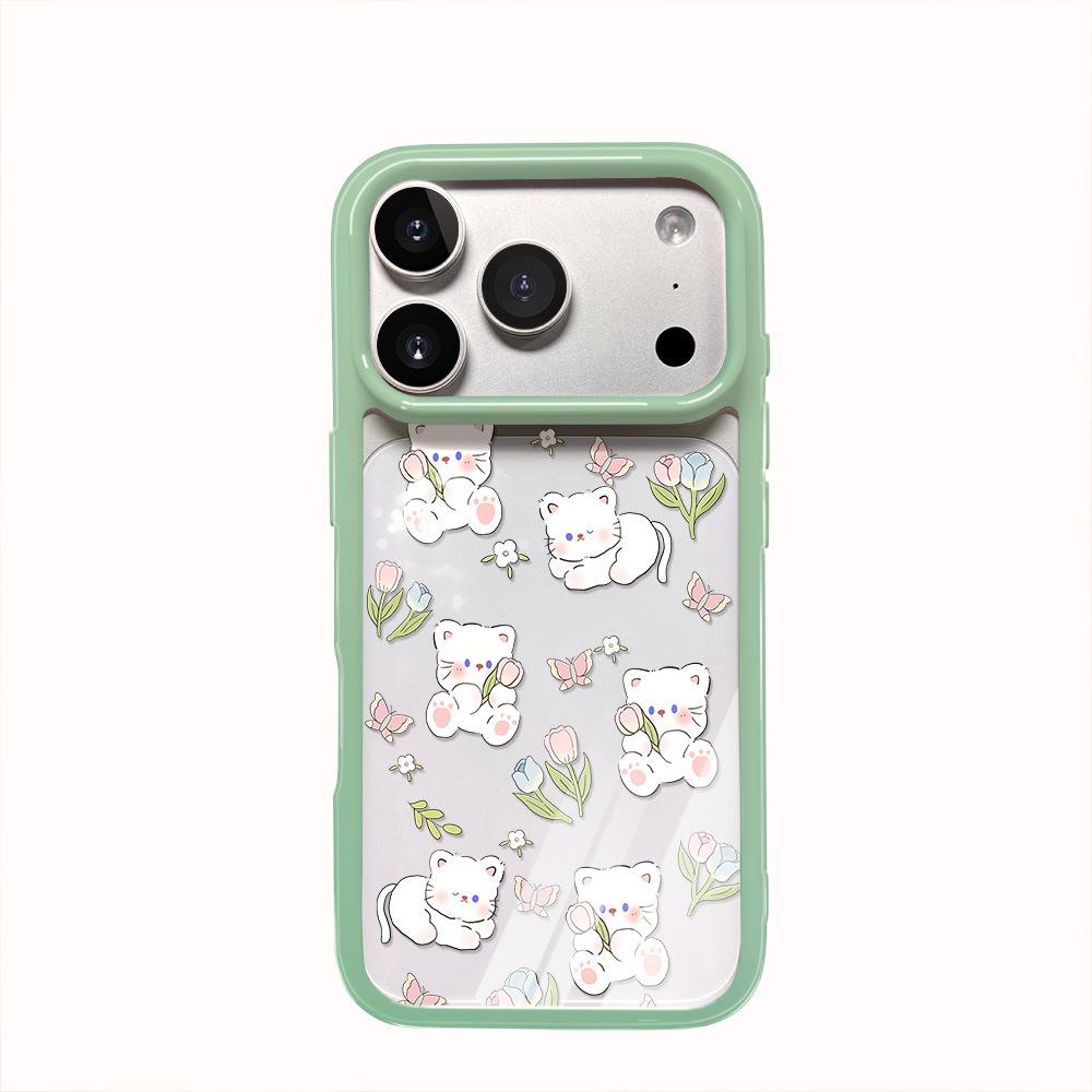 Applicable to Apple 17Promax spring flower kitten transparent mobile phone case iPhone16/15 anti-drop ins female 14