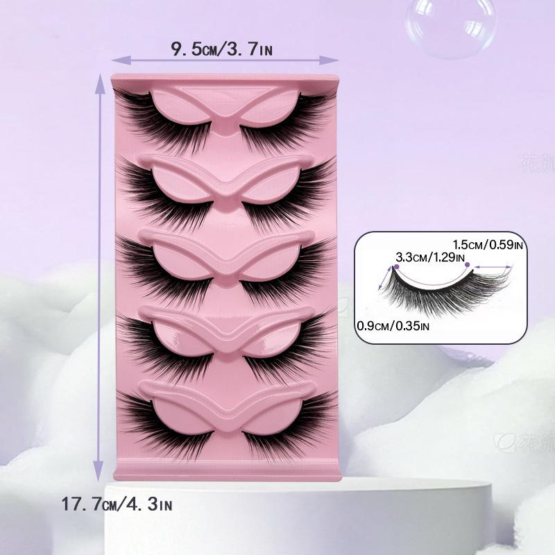 1Pc European and American style 5-pair fox-style Slanted Natural One-piece Black Cat-eye False Eyelashes