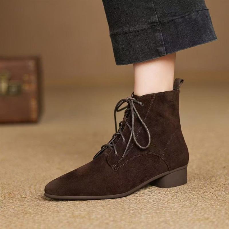 Casual sports show feet small short boots women's autumn and winter new pointed thick heel flat soft sole Martin boots women