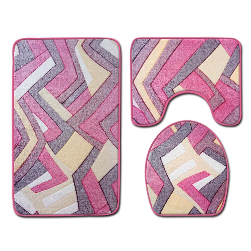 

Toilet Floor Mat Three-Piece Door Mat Absorbent Carpet Bathroom Bathroom Non-Slip Foot Mat Three-piece 45 * 75cm