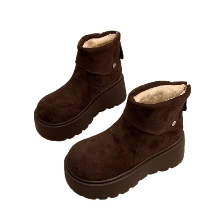 Warm and heightened thick-soled snow boots for women's new winter Birkenstocks short boots for women's velvet and thickened Northeast cotton shoes