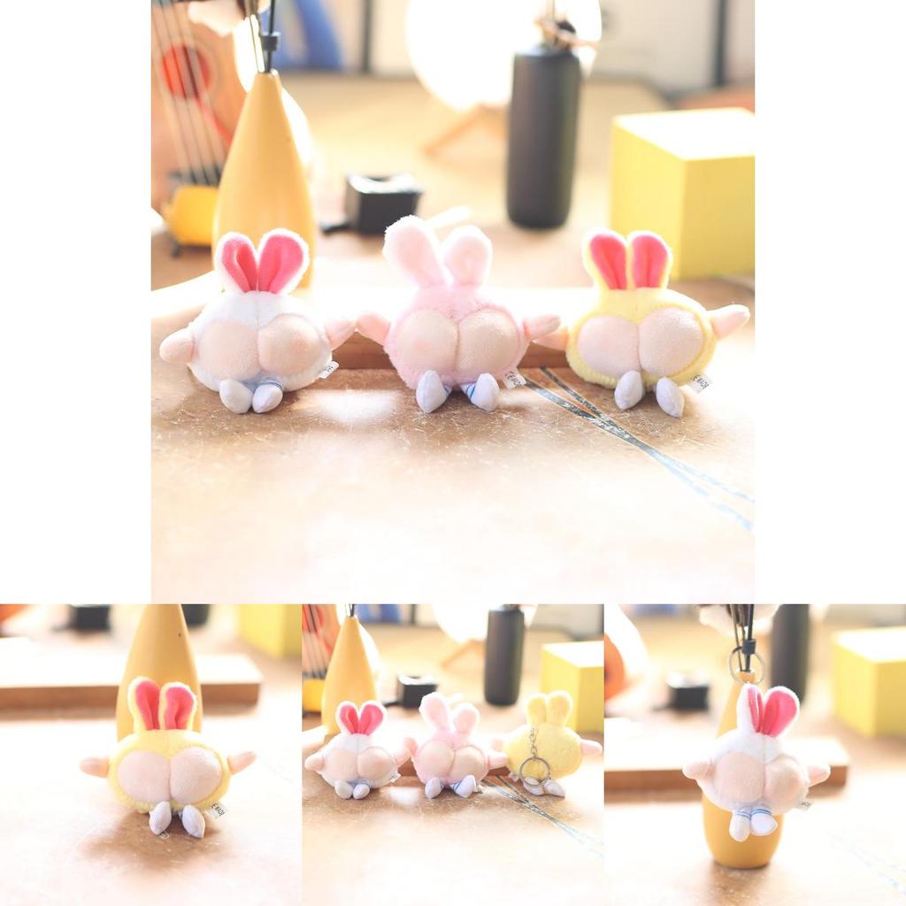 Cute Bunny Plush Keychain With Pp Cotton Filling For Bags And Keys