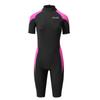 OUZO Women's 1.5mm Short Sleeve One-Piece Diving Suit Sun & Cold Protection Warm Surfing Gear with Water Booties & Socks