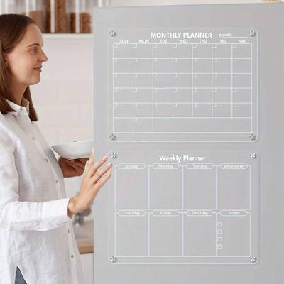 Planner Daily Weekly Multi-purpose Transparent Magnetic Calendar Planner Board Reusable Notepad Magnetic Refrigerator Sticker