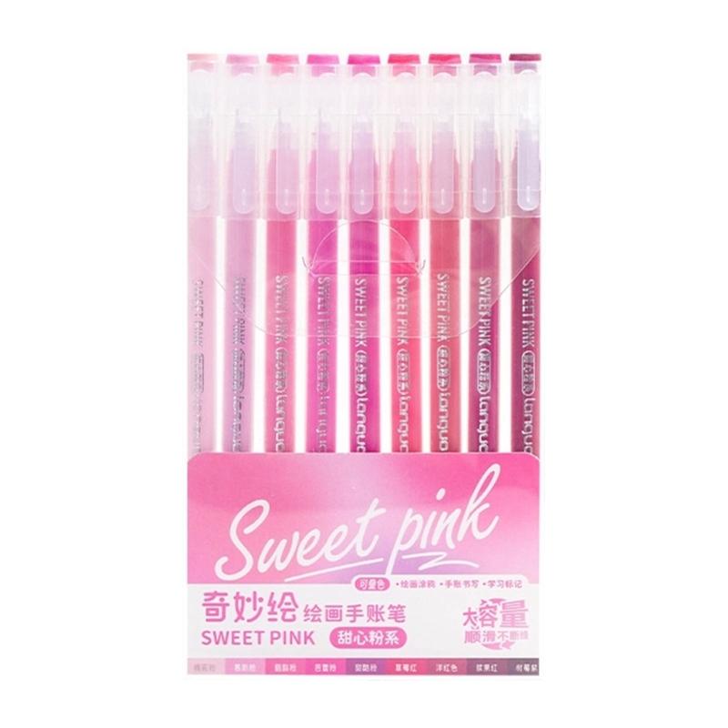 

9 Color Colorful Gel Pen Multicolored Journaling Pen Needle Tip Assorted Color Drawing Pen for Color Coding Scrapbooking