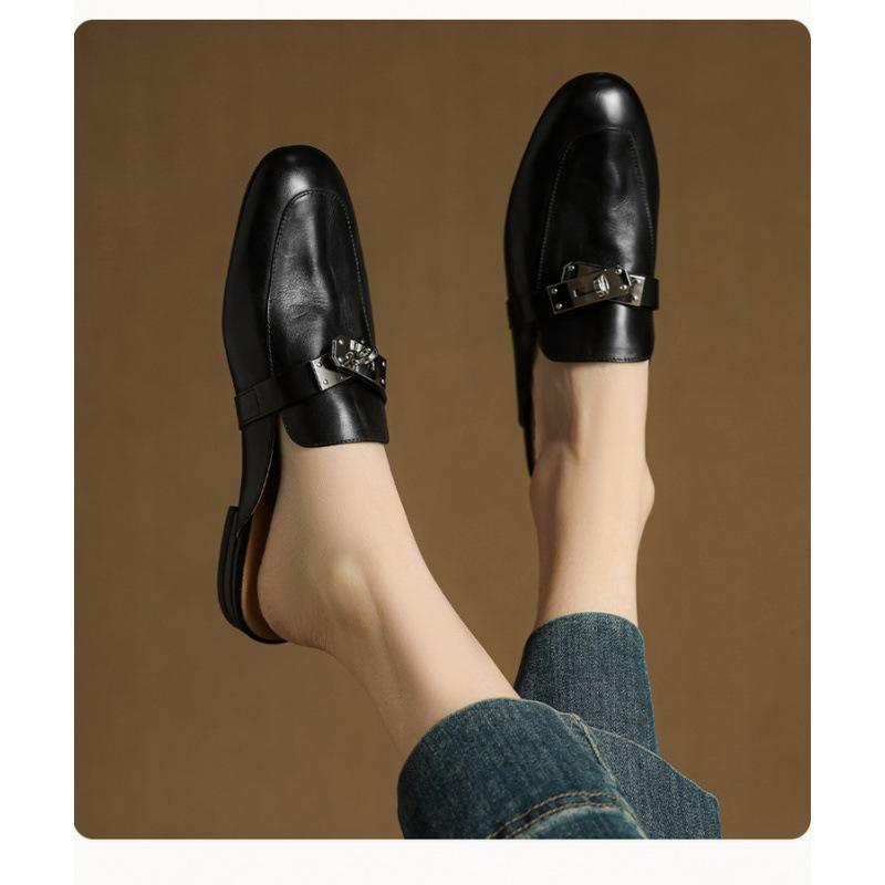 

Универсальные туфли Мюли лето новая сумка голова полушлепанцы французские на низком каблуке женские для улицы на плоской подошве простые шлепанцы с одним педалем 40 чёрный