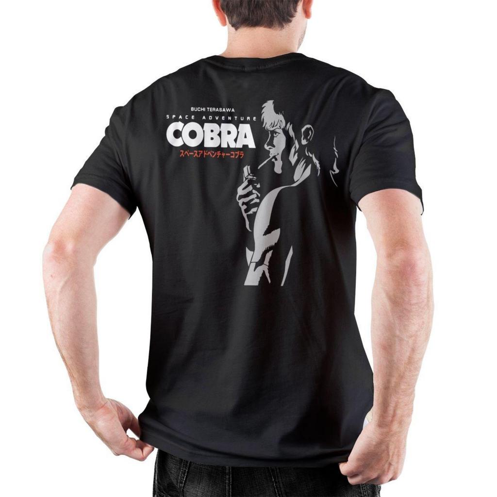 Space Adventure Cobra T-Shirts Herren Reine Baumwolle Vintage T-Shirt Rundhals Anime Retro T-Shirt Kurzarm Tops Übergröße