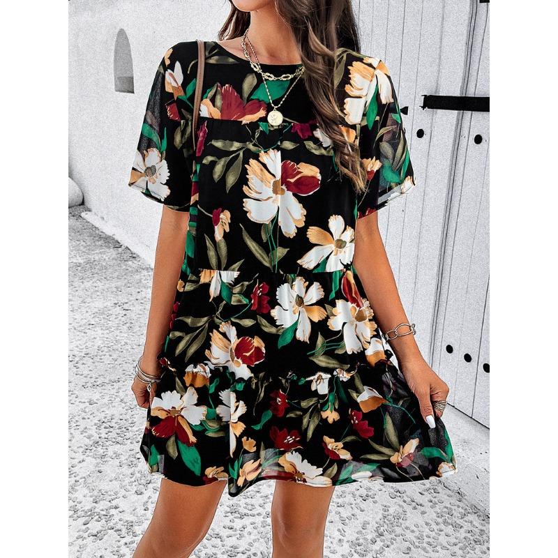 Women's Casual Vacation Printed Short-sleeved Dress