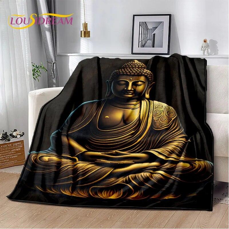 HD Buddha Buddhismus Víra Meditující Náboženství Sakyamuni Bodhisattva Modlitební deka Měkká deka pro domácí postele Pohovka Kid