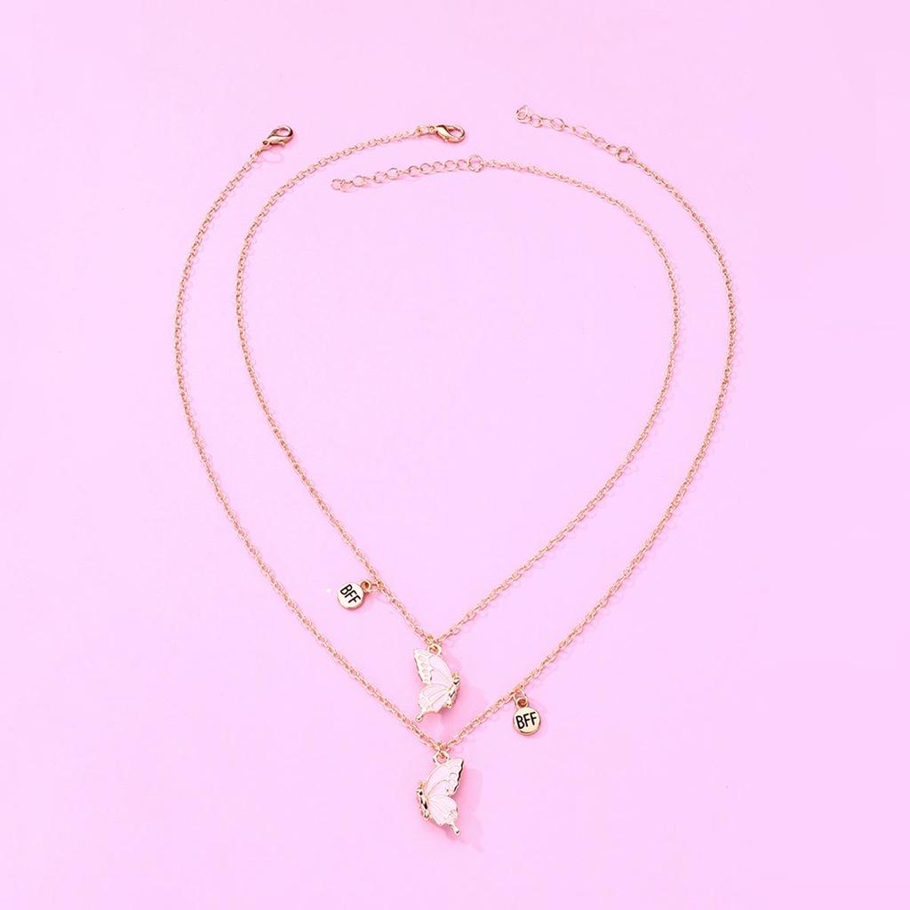 Cross-Border Butterfly Magnet Stone Necklace - Best Friend Alloy Pendant