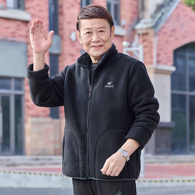 Men’s Winter Fleece Outerwear: Plus Velvet Sweatshirts for Middle-Aged and Elderly Dads and Grandpas