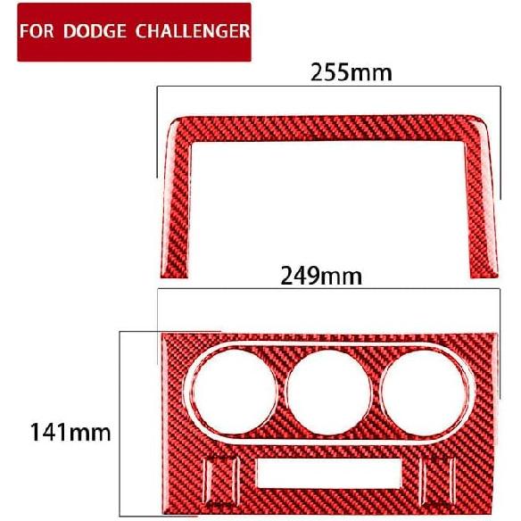 Auto Rot Kohlefaser Mittelkonsole Navigationspanel Zierabdeckung für Dodge Challenger 2008-2014