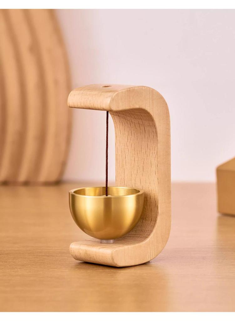 Japanese-Style Solid Wood Doorbell with Suction Cup - Entry Alert & Wind Chime Door Hanger