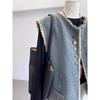 Retro Raw Edge Denim Vest Jacket New Trendy Style Loose Sleeveless Waistcoat Vest