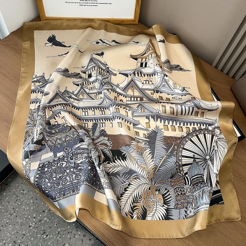 Spring and Autumn New European Small Square Scarf Fashion Versatile Silk Scarf 100% Mulberry Silk Silk Printed Silk Scarf 66