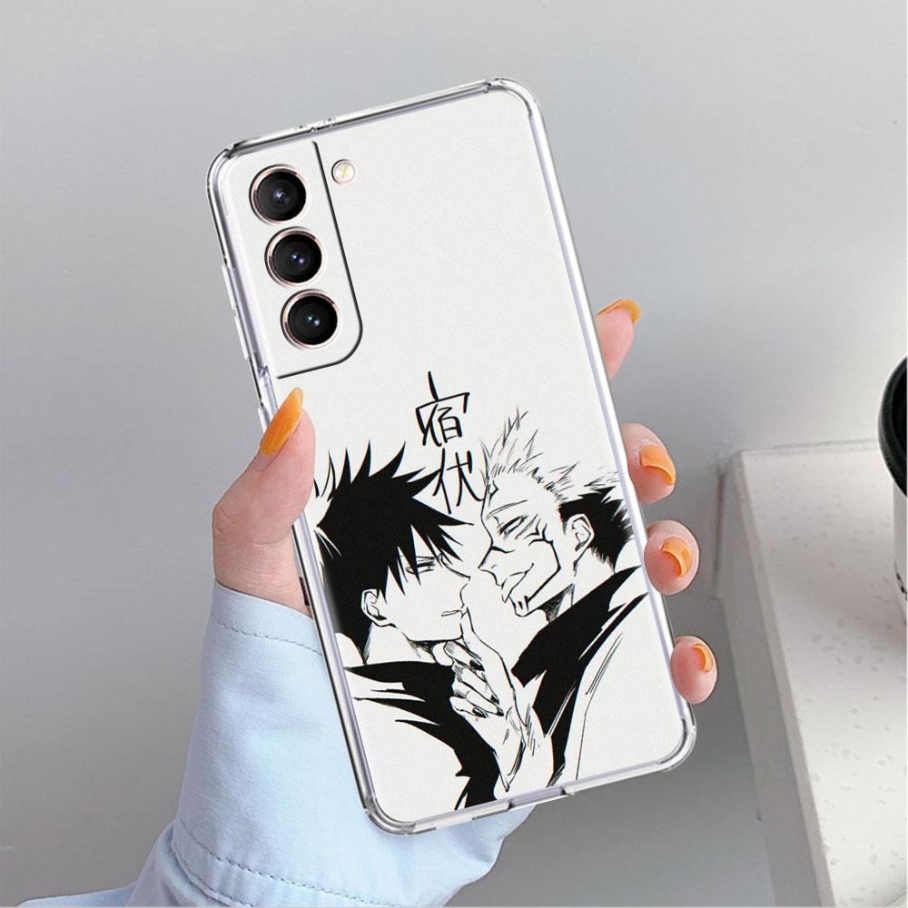 Niedliche Jujutsu Kaisen Anime Klare Hülle für Samsung Galaxy S22 S20 FE S21 S10 S9 Plus Note 20 Ultra 10 Lite Transparente Handyhülle