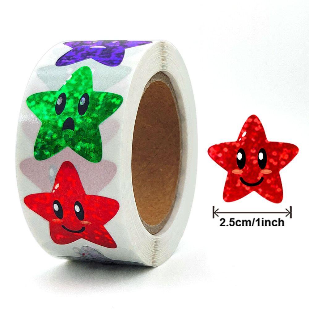 

500pcs/roll Self-adhesive Colorful Glitter Star Stickers Teacher Encouragement Supply School 500 pcs